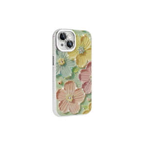 ASMA Garden Edition Luxury Flower Pattern Shiny Stone Case for iPhone 14 Elegant <b>White</b> Hard Silicone Back Cover Stylish Ins - Product Image 6