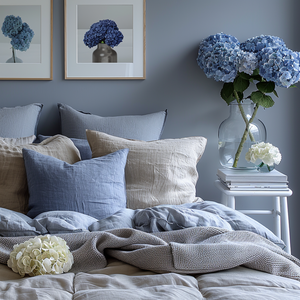 2024 ai khái niệm sáng tạo nghệ thuật hiện đại trang trí tông màu dịu nhẹ thanh lịch màu chàm và màu xám cho nội thất phòng khách - Product Image 6