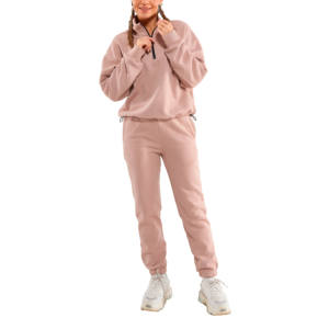 Algodón Otoño Invierno cremallera de gran tamaño de lana conjunto de dos piezas ropa de mujer Crop Top chándales Sudadera con capucha 2025 - Product Image 6