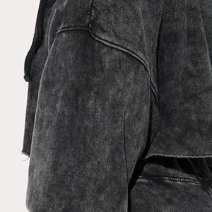 Nueva Sudadera con Capucha Informal para Mujer, Lavada al Ácido, Negra, con Logotipo Personalizado, Sudadera de Diseñador para Exteriores, Ropa de Calle con Capucha para Invierno - Product Image 5