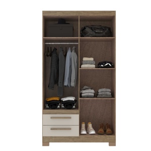 Armoire de style moderne NOUVEAU AMETISTA 4 portes 2 tiroirs pour chambre à coucher en aggloméré bois/cristal, design brésilien, couleur céramique - Product Image 3