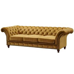 Nuevo Sofá de Esponja Reclinable en Forma de L, de Tres Plazas, Estilo Chesterfield, Tapizado en Tela, Color Amarillo Claro, Moderno y Lujoso, Estilo Europeo, para Sala de Estar, 2025 - Product Image 1