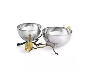 ชามโลหะขัดเงาสีเงินพร้อมใบไม้ชุบทองดีไซน์เนอร์ใช้บนโต๊ะอาหารในบ้านและโรงแรมคุณสมบัติทนความร้อน - Product Image 1