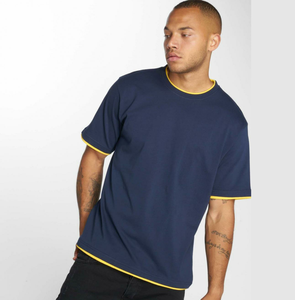 T-shirt ajusté fabriqué en coton bras serré blanc 100% coton hommes s sport décontracté contraste garniture t-shirts - Product Image 4