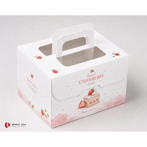 Boîte à gâteau écologique en kraft personnalisée avec poignée, emballage alimentaire de qualité pour boulangerie, impression de logo personnalisée - Product Image 2