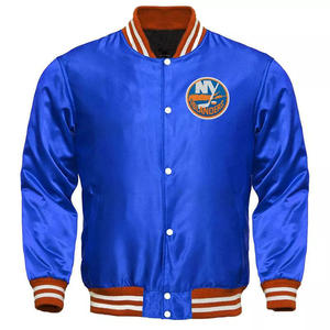 Nouveau dernier Style Satin Varsity Vestes Logo sur mesure surdimensionné respirant lettre hommes léger bouton Up Satin veste - Product Image 1