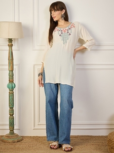 Kurtis Cortos de la Mejor Calidad, Elegantes Túnicas de Viscosa y Rayón con Bordado de Hilo para Mujer, Suministro Disponible en Todo el Mundo - Product Image 2