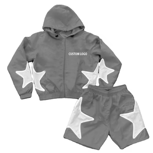 Sudadera con capucha de dos piezas para hombre y pantalones cortos, conjunto de chándal, Sudadera con capucha y cremallera informal, pantalones cortos para ropa de calle, conjunto de Sudadera con capucha y pantalones cortos - Product Image 6