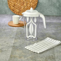 Bouteille d'eau en acrylique transparente de grande capacité (2200 ml/74 oz) au design moderne, écologique, avec couvercle mélangeur, pour usage professionnel et stockage de boissons froides