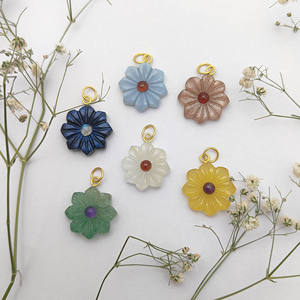 Colgante de flor de ópalo azul de flor colorida, abalorio de flor tallada en Plata de Ley 925, accesorios para hacer joyas DIY para mujer - Product Image 4