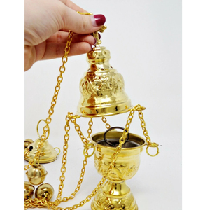 คุณภาพที่ยอดเยี่ยมทองเหลืองBurnerแขวนโซ่ธูปBurner Clearขัดขนาดที่กําหนดเองHome Hotel Air Freshener Aroma Burner - Product Image 5