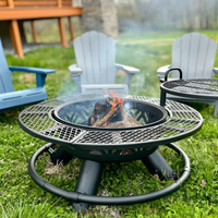 Foyer à bois Mountain Valley de 47 pouces avec grille réglable à 360 degrés, acier robuste, foyer et table de barbecue 2 en 1