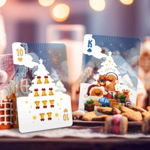 For Custom Logo Enchanted Christmas Playing <b>Cards</b> Gingerbread <b>Twins</b> Snowman Transparent Plastic Glossy Finish Unique Coating - Product Image 3