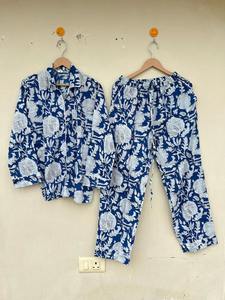 เซตชุดนอนผ้าฝ้าย100% แนววินเทจเอวสูงสำหรับผู้หญิงเซตชุดนอนเสื้อเชิ้ตและกางเกงสำหรับใส่ในฤดูร้อนหรูหราหรูหราพิมพ์ลายดอกไม้ - Product Image 6