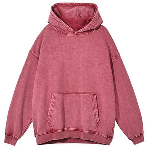 Sweat à capuche court vintage personnalisé pour hommes lavage à l'acide style vieilli ourlet brut Streetwear sweat à capuche d'hiver de haute qualité - Product Image 2