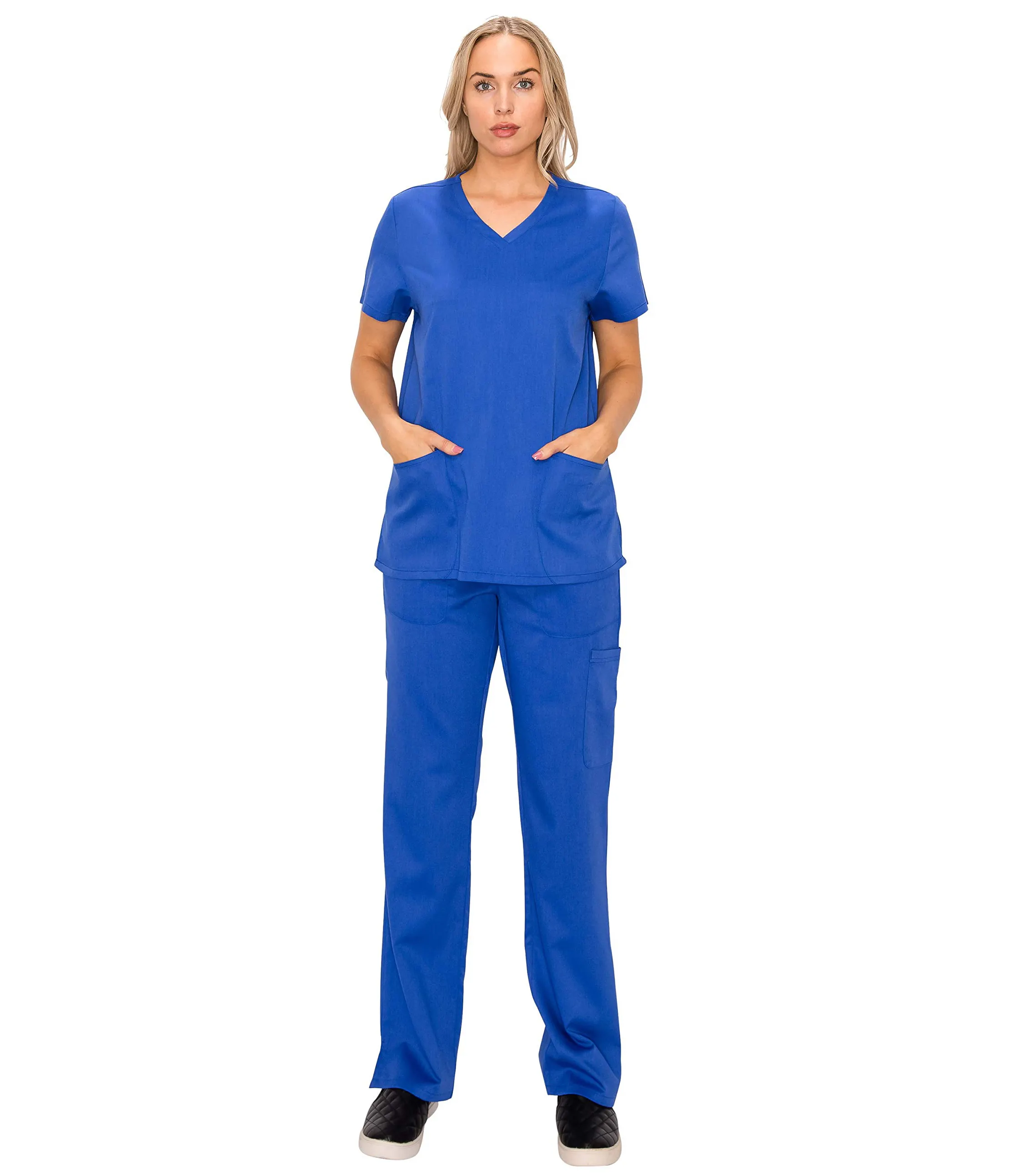 Set di Scrub per uniformi mediche da donna con scollo a V e pantaloni con coulisse elasticizzati morbidi e leggeri Scrub infermieristici tascabili