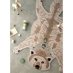 พรมขนสัตว์ผสมวิสโคสทอมือลายสัตว์ สีเบจ-น้ำตาล สำหรับตกแต่งบ้าน ห้องนั่งเล่น ทางเดิน พรมทอใหม่ - Product Image 5