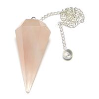Pendentif en cristal de quartz rose naturel éco-responsable, en forme de cône à facettes, avec chaîne en argent, croix, ange, animal, mascotte, pour la remise des diplômes - Vente en gros