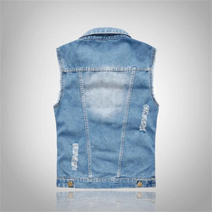 2025 logotipo personalizado hombres transpirable ecológico Vintage Jean chaqueta remache decoración azul Denim chaleco ropa exterior chaleco invierno - Product Image 2