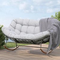 Fauteuil à bascule double Papasan surdimensionné, idéal pour patio, véranda, terrasse