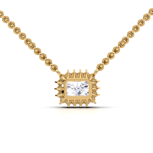 Collier pendentif halo de luxe 1 carat taille radiant en or jaune, blanc et rose 18 carats avec diamant de laboratoire Sunburst pour femme - Product Image 2