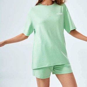 NUEVA MODA UNISEX DOS PIEZAS VERANO MUJERES/HOMBRES TOP CORTO Y CORTOS CONJUNTOS DE SECADO RÁPIDO POLIÉSTER/MATERIAL DE ALGODÓN CORTOS CONJUNTOS - Product Image 2