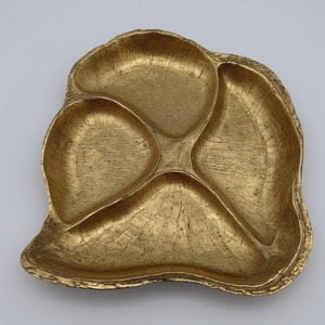 เซิร์ฟเวอร์ผลไม้แห้งทำจากอลูมิเนียมสำหรับตกแต่งพร้อมจานรูปใบไม้สามใบที่ต่อกันในรูปแบบโบราณทองงานฝีมือสำหรับรับประทานอาหาร - Product Image 3