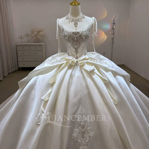 Robe de mariée Jancember JJ141 Princess Spaghtti Strap Bow Satin Empire Puffy Gowns - Product Image 3