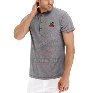 เสื้อยืดเฮนลีย์สีตามสั่ง ขายส่ง พิมพ์โลโก้ เสื้อยืดเฮนลีย์คุณภาพสูง - Product Image 3