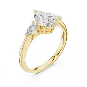 Bague en or rose 14 carats pour femme, diamant de laboratoire taille poire, pour tous les jours |   Nouveau diamant cultivé - Product Image 4