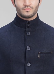 Gilet sans manches bleu marine de qualité supérieure pour homme, coupe ajustée, pour mariage, costume d'affaires et soirée, en vente - Product Image 4