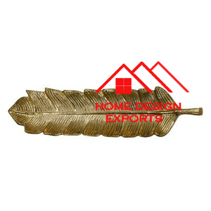 Plateau décoratif en forme plaqué or pour mariage et fête Plateau décoratif à feuilles en aluminium plaqué or à 3 feuilles - Product Image 4