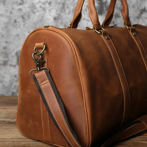 Genuine Leather Weekender Duffel Bag with Zipper Closure for Travel and Everyday Use - Product Image 2