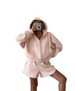 Les quatre saisons loisirs Sport ensembles femmes coton surdimensionné rose haut et court 2 pièces ensemble 2025 mode décontracté survêtement Streetwear - Product Image 1