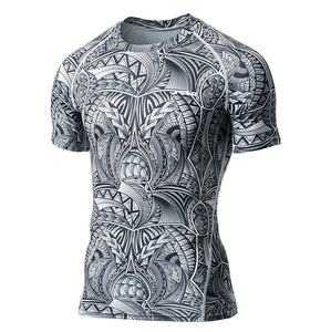 Haute qualité 2024 Logo personnalisé Compression Polyester athlétique course hommes Sport musculation noir t-shirt - Product Image 2