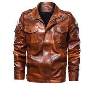 Custom Made Men's High Street Style <b>Winter</b> Leather Jacket Cow Skin Canvas <b>Waterproof</b> Windproof Outdoor Fashionable <b>Coat</b> - Product Image 1