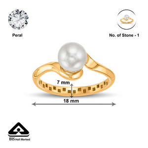 Bague en or avec prisme de perle pour femme - Product Image 6