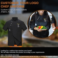 Veste de chef légère et respirante à manches courtes, uniforme de chef de restaurant, veste de chef à double boutonnage pour boulangerie, café, restauration