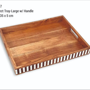 Bandeja Decorativa Rectangular Moderna para Servir Alimentos, Frutas y Té, con Asa - Product Image 1