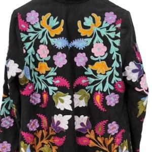 Veste ethnique pour femmes, broderie multicolore, manches longues, col montant, Boho Explosive - Product Image 1