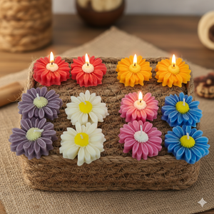 Bougie décorative en forme de marguerite (multicolore) |   Bougie florale artisanale de qualité supérieure pour la décoration de la maison, les cadeaux et les occasions festives - Product Image 1