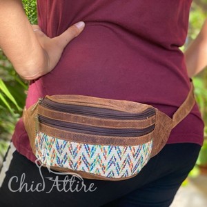 Riñonera de diseño de cinturón de bolsillo de cadera de cuero Kilim Jacquard elegante de alto rendimiento, riñonera de gran venta con cinturones de Bolsa multiusos - Product Image 1