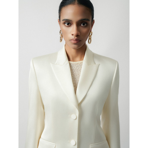 Nuevo diseño 2025 Blazers para mujer de un solo pecho 2 botones Tamy Blazer de satén de seda tela ecológica ropa de mujer Whiteant - Product Image 1