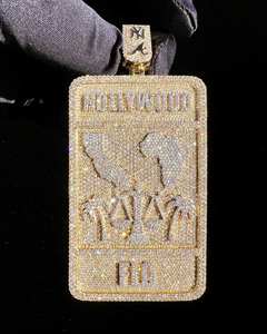 14K สีเหลืองทองที่กำหนดเอง3.30 CT ตัดเพชรโมอิสซาไนท์แท้จี้ชาร์มสไตล์ฮินดูชุบเพชรสำหรับปาร์ตี้ - Product Image 1