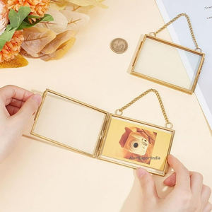 Best Superior Quality Vintage Clear <b>Glass</b> Brass Border Gold Finished Rectangle Mini Tabletop Decoration <b>Photo</b> <b>Frame</b> Cheap Prices - Product Image 4