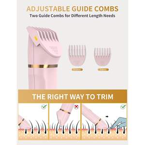 Rasoir électrique rechargeable rose pour femme, utilisation humide/sèche, tondeuse nez et corps, étanche IPX7, station de charge USB, lavable pour la zone du bikini - Product Image 4