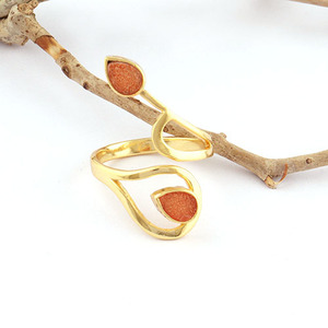 Explosivos estilo las mujeres anillo de naranja natural azúcar druzy chapado en oro anillo doble ajustable piedra hecho a mano, anillo para regalo - Product Image 4