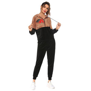 OEM personnalisé femmes 2 pièces à manches longues survêtement automne hiver sport costume capuche décontracté mode style femmes survêtement ensemble - Product Image 1