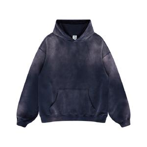 Sweat à capuche unisexe lavé à l'acide personnalisé de haute qualité 420GSM coton délavé pull à capuche lourd hommes - Product Image 2