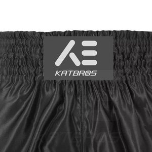 กางเกงชกมวย KATBROS สีดำ ยูนิเซ็กซ์ โพลีเอสเตอร์ ยืดหยุ่น ระบายอากาศ แห้งเร็ว 140 กรัม ชุดศิลปะการต่อสู้ ผู้ใหญ่ ทรงปกติ โลโก้ด้านหน้า - Product Image 4